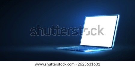 Laptop with white screen. desktop screen, notebook pc, office desk, web display, digital technology, portable device, laptop computer, modern equipment, mobile network, electronic work, tech concept