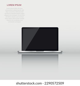 Laptop with white screen flat icon. Computer vector illustration on white background.