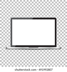 Laptop with white screen flat icon. Computer vector illustration on isolated background.