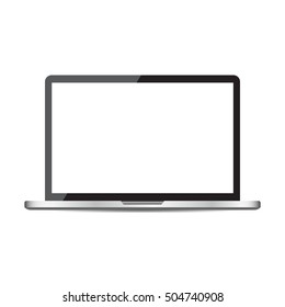 Laptop with white screen flat icon. Computer vector illustration on white background.