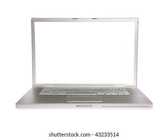Portátil con pantalla blanca aislado en blanco
