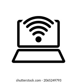 Laptop wifi icon. Device connected to wifi icon. Illustration vector