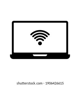 Laptop with wifi icon isolated. Notebook screen template.  Vector illustration
