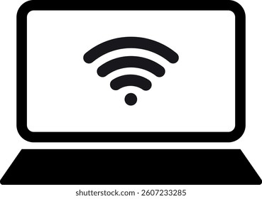 Laptop wifi icon isolated on white background . Laptop with wifi icon . Vector illustration