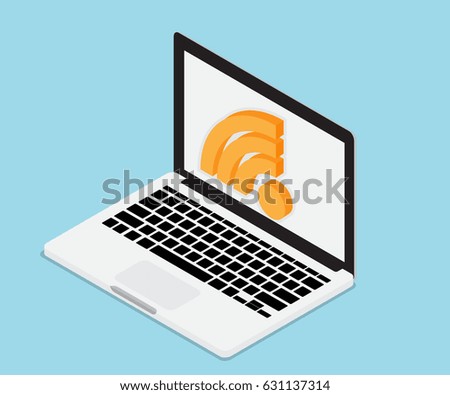 laptop with wifi icon technology concept vector illustration