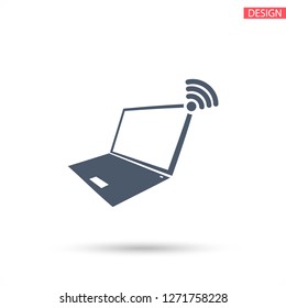 laptop wifi icon vector 10 eps