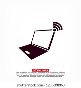laptop wifi icon vector 10 eps