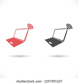 laptop wifi icon vector 10 eps