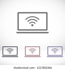 laptop WIFI icon vector