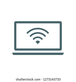 laptop WIFI icon vector