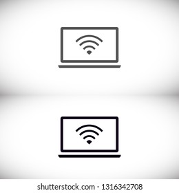 laptop WIFI icon vector