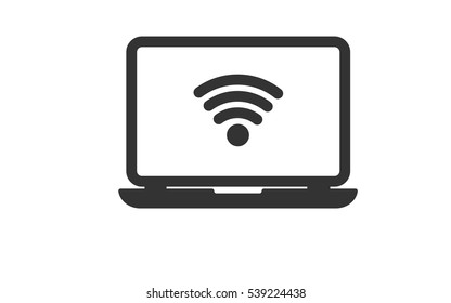 Laptop Wifi Icon Vector.