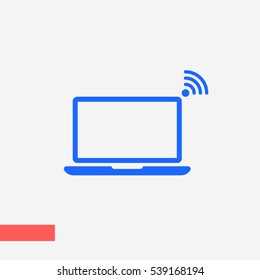 Laptop with wifi vector icon