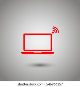Laptop with wifi vector icon