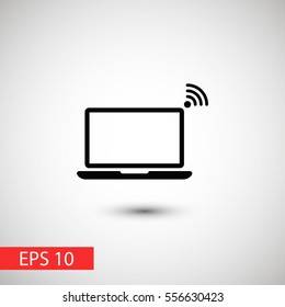 Laptop with wifi vector icon
