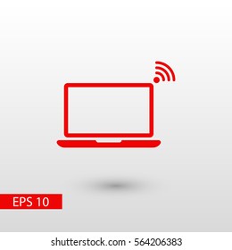 Laptop with wifi vector icon