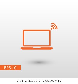 Laptop with wifi vector icon