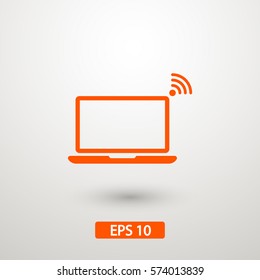 Laptop with wifi vector icon