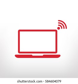 Laptop with wifi vector icon