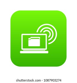 Laptop and and wireless icon digital green for any design isolated on white vector illustration