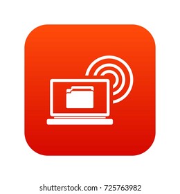 Laptop and and wireless icon digital red for any design isolated on white vector illustration