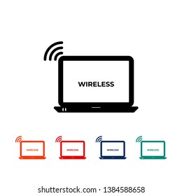 Laptop and wireless icon isolated on white background. 