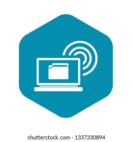 Laptop and and wireless icon in simple style isolated on white background