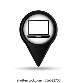 laptop wireless map pointer icon vector illustration eps 10