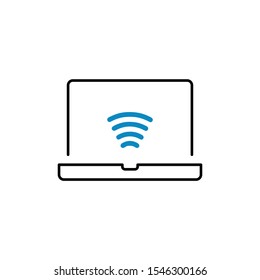 Laptop and wireless network on s creen. Wireless concept. Vector illustration of laptop and wireless technology. vector illustration