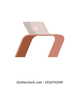 laptop in wooden table icon vector illustration design