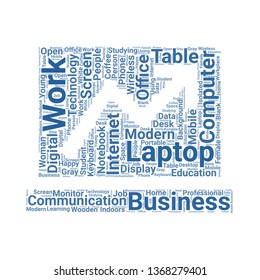 laptop word cloud. tag cloud about laptop
