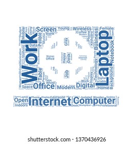 laptop word cloud. tag cloud about laptop