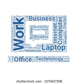 laptop word cloud. tag cloud about laptop