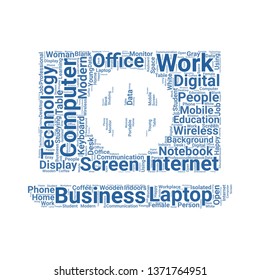 laptop word cloud. tag cloud about laptop