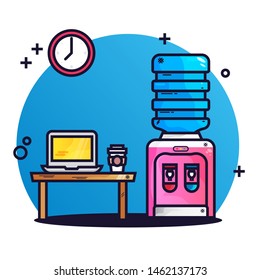 Laptop Work Desk Idea Vector Illustration
