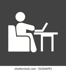 Laptop, working, businessman icon vector image. Can also be used for activities. Suitable for use on web apps, mobile apps and print media.