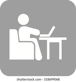 Laptop, working, businessman icon vector image. Can also be used for activities. Suitable for use on web apps, mobile apps and print media.