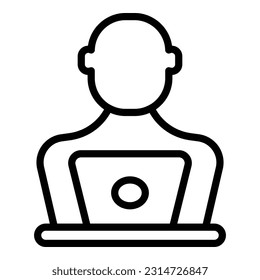 Laptop working icon outline vector. Business team. Busy office