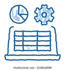 laptop working sketch icon vector. Hand drawn blue doodle line art laptop working sign. isolated symbol illustration