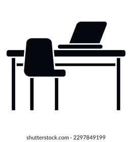 Laptop workplace icon simple vector. Office sit. Correct spine