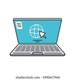 laptop world click isolated icon