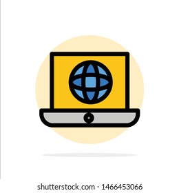 Laptop, World, Globe, Technical Abstract Circle Background Flat color Icon. Vector Icon Template background