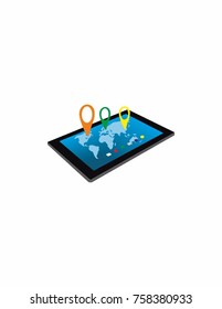 
Laptop and world map