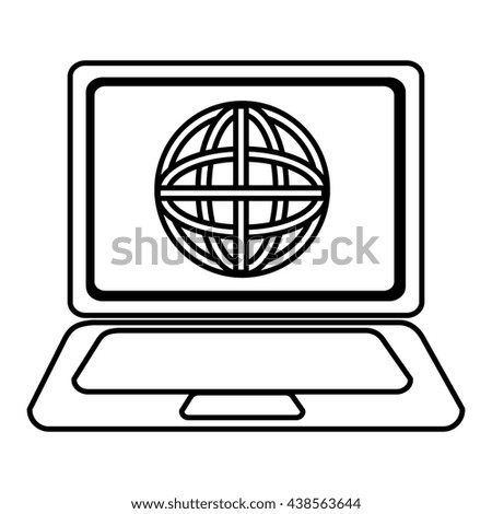 laptop with a world map icon on the screen over isolated background,vector illustration
