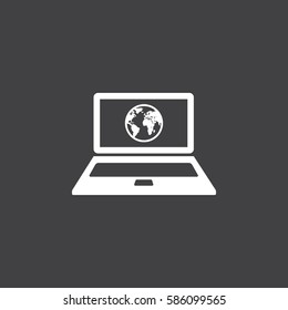 laptop with world wide web internet icon