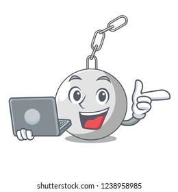 With laptop wrecking shattering ball on wall cartoon