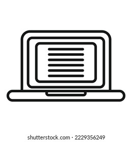 Laptop writing icon outline vector. Pen write. Paper hand