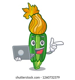 With laptop zucchini flowers obtained by mixing mascot