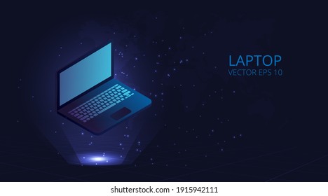 Laptop.Geräte und Technologie-Konzept.Notebook-Vektorgrafik 3D auf blauem Hintergrund.Vektor EPS10