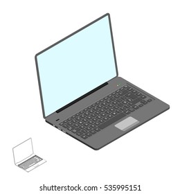 Laptop.Isolated on white background.3d Vector illustration.3d isometric style.